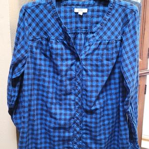 NWOT Croft & Barrow Checkered Button Down Top/Shirt L